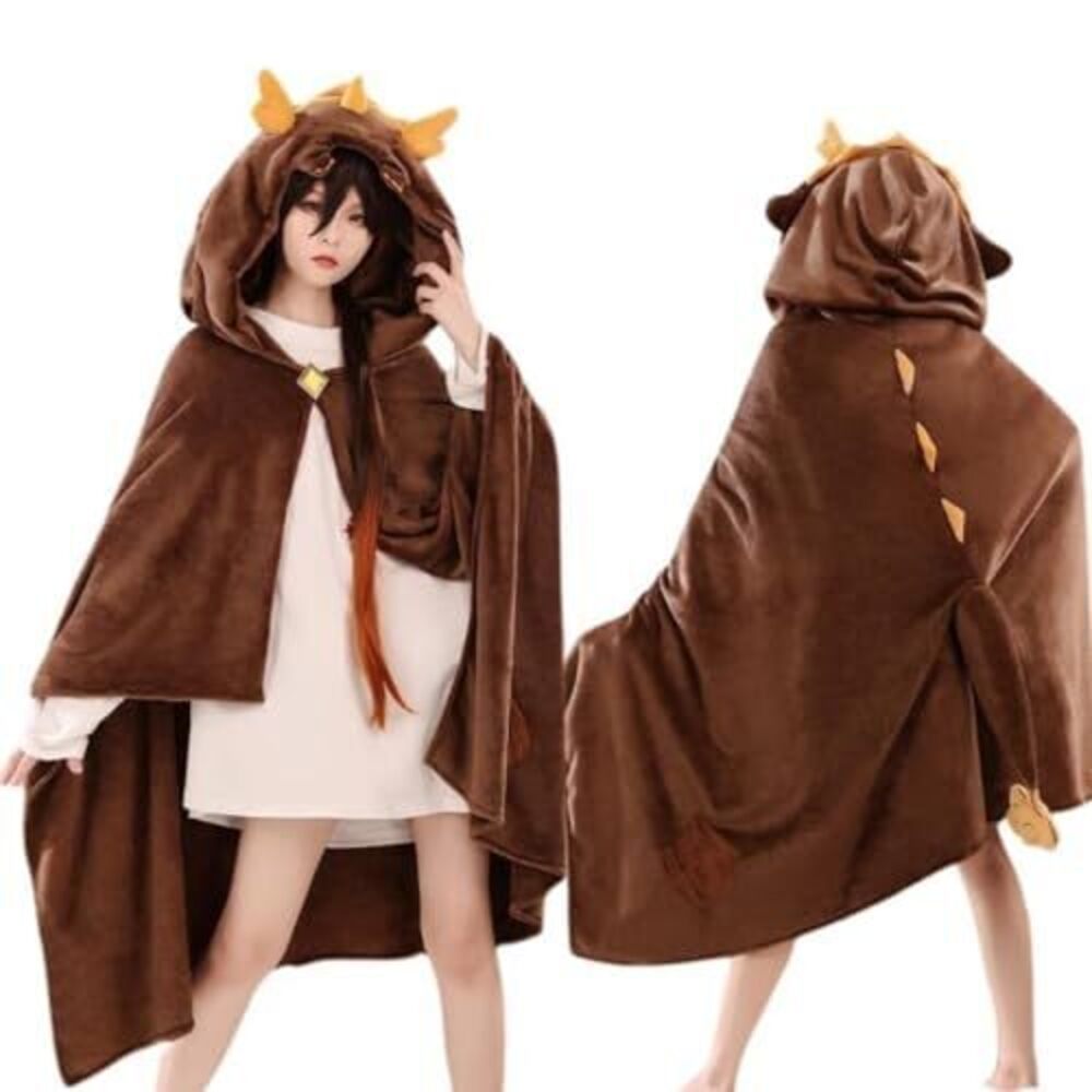 8259 Zhongli Blankets, Fluffy Wearable Blanket for Cosplay and Home,One